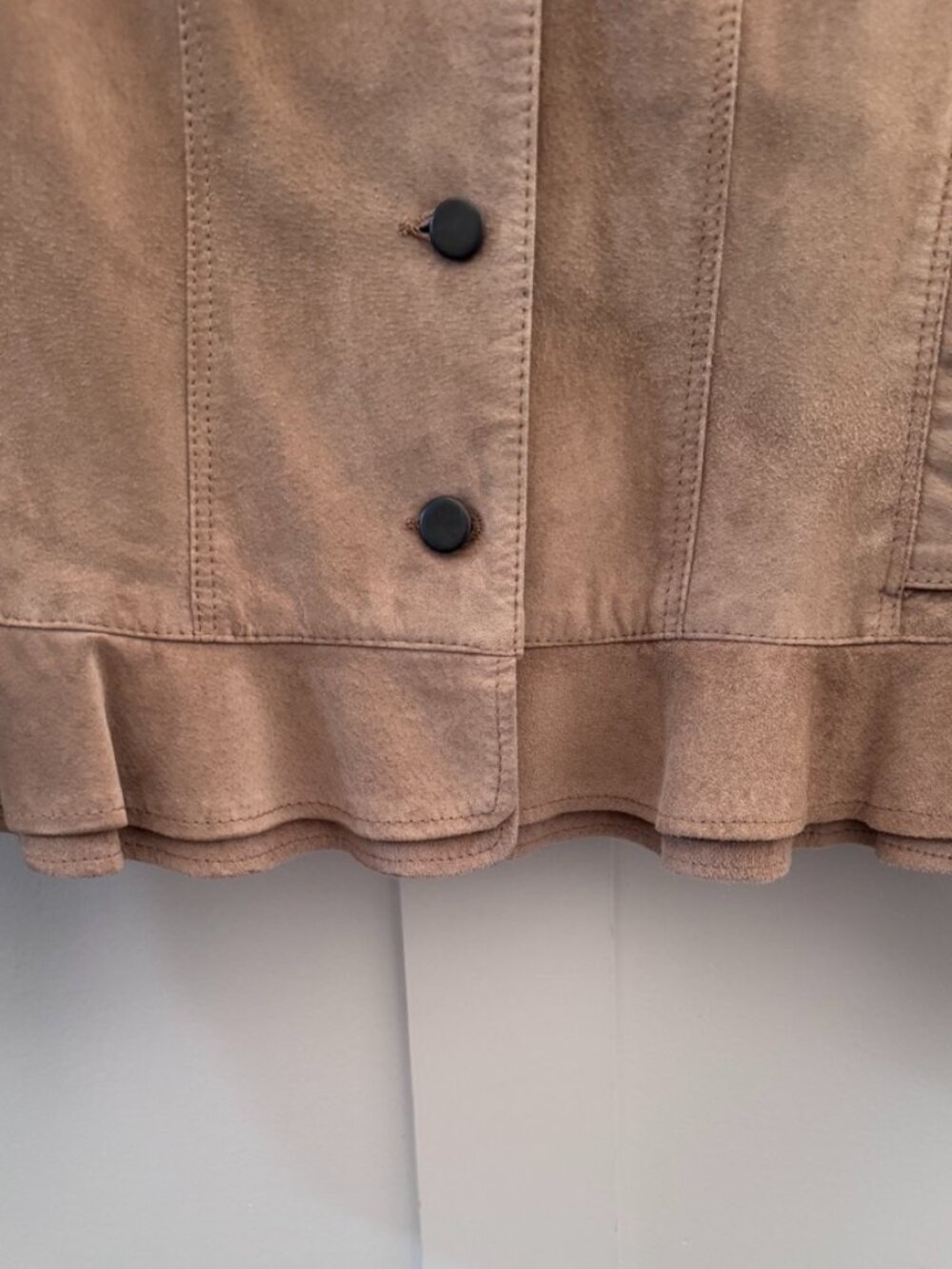 Elliott Lauren Tan Suede Jacket Button Front Cropped Blazer Size 8, Excellent - Picture 4 of 11
